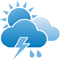 Lluvia débil con cielo parcialmente nuboso